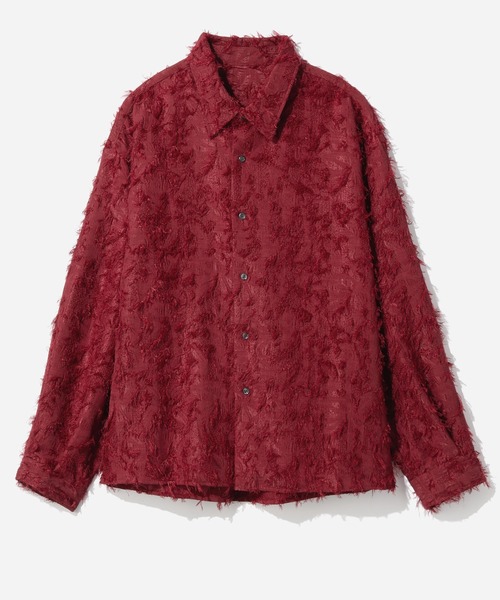 HARE（ハレ）の「【WEB限定】マルチマテリアルジャガードフリンジシャツ(HARE)（シャツ/ブラウス・メンズ・ホワイト/ブラック/レッド・MEDIUM/LARGE/SMALL）」の3枚目の写真