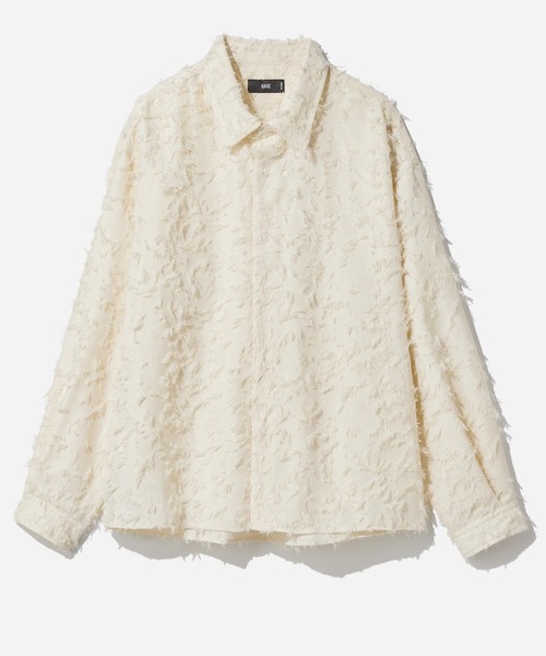 HARE（ハレ）の「【WEB限定】マルチマテリアルジャガードフリンジシャツ(HARE)（シャツ/ブラウス・メンズ・ホワイト/ブラック/レッド・MEDIUM/LARGE/SMALL）」の2枚目の写真