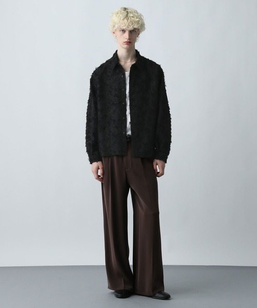 HARE（ハレ）の「【WEB限定】マルチマテリアルジャガードフリンジシャツ(HARE)（シャツ/ブラウス・メンズ・ホワイト/ブラック/レッド・MEDIUM/LARGE/SMALL）」の9枚目の写真