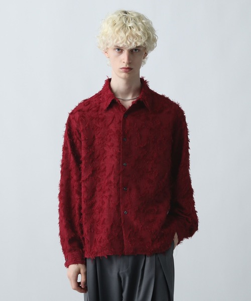 HARE（ハレ）の「【WEB限定】マルチマテリアルジャガードフリンジシャツ(HARE)（シャツ/ブラウス・メンズ・ホワイト/ブラック/レッド・MEDIUM/LARGE/SMALL）」の21枚目の写真