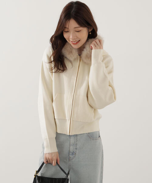 ニットパーカー　ホワイト Penguin by Munsingwear BOGEYMAN カラーネップニットパーカー