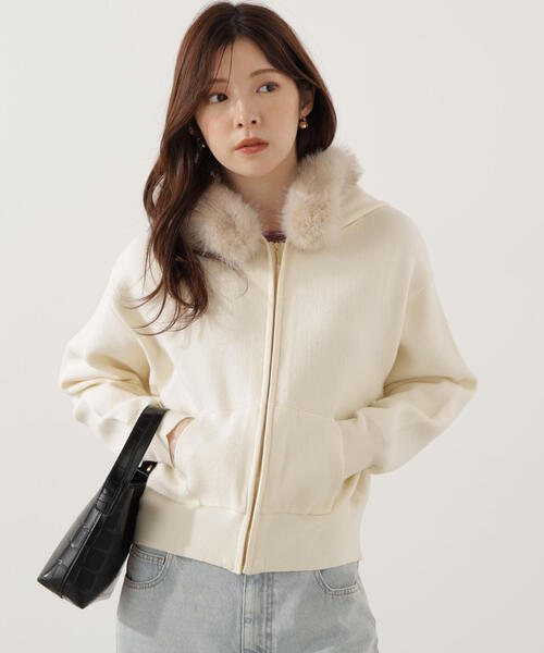 PROPORTION BODY DRESSING(プロポーションボディドレッシング)の「エコファー付きニットパーカー / 1215270026(パーカー・レディース・ホワイト系その他/グレー系その他/ブラウン系その他・FREE)」の2枚目の写真