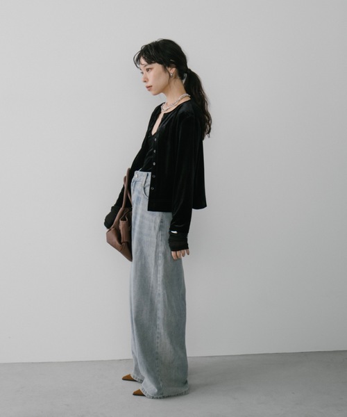 DRWCYS（ドロシーズ）の「シアードッキングベロアカーディガン（カーディガン/ボレロ・レディース・ブラック/ホワイト/ブラウン・FREE）」の5枚目の写真