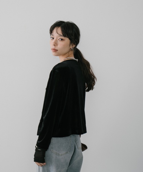 DRWCYS（ドロシーズ）の「シアードッキングベロアカーディガン（カーディガン/ボレロ・レディース・ブラック/ホワイト/ブラウン・FREE）」の8枚目の写真