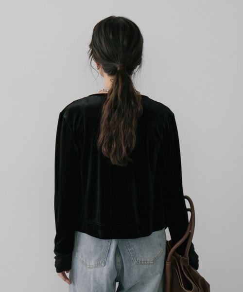 DRWCYS（ドロシーズ）の「シアードッキングベロアカーディガン（カーディガン/ボレロ・レディース・ブラック/ホワイト/ブラウン・FREE）」の9枚目の写真