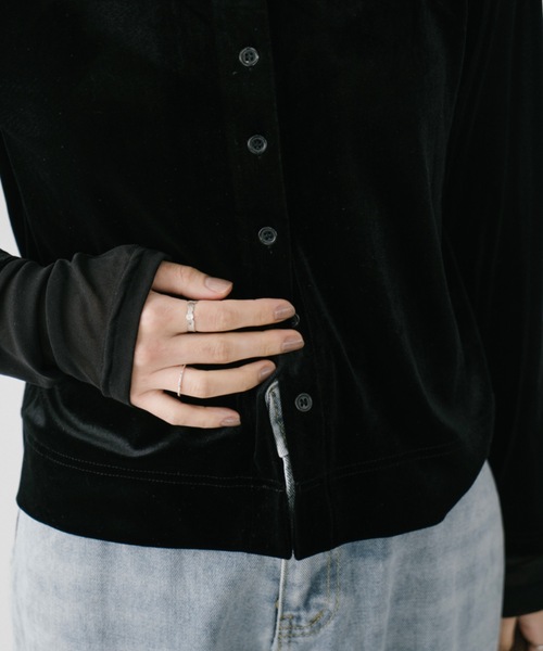 DRWCYS（ドロシーズ）の「シアードッキングベロアカーディガン（カーディガン/ボレロ・レディース・ブラック/ホワイト/ブラウン・FREE）」の12枚目の写真