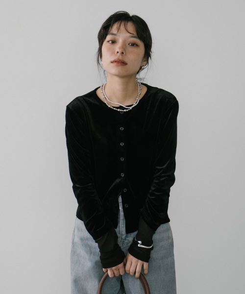 DRWCYS（ドロシーズ）の「シアードッキングベロアカーディガン（カーディガン/ボレロ・レディース・ブラック/ホワイト/ブラウン・FREE）」の6枚目の写真