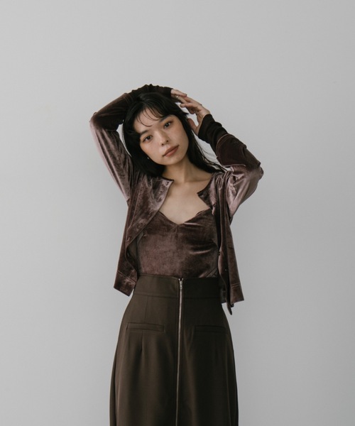 DRWCYS（ドロシーズ）の「シアードッキングベロアカーディガン（カーディガン/ボレロ・レディース・ブラック/ホワイト/ブラウン・FREE）」の14枚目の写真