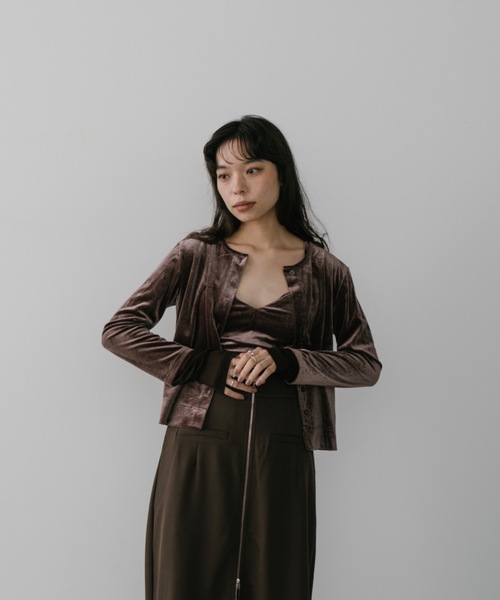 DRWCYS（ドロシーズ）の「シアードッキングベロアカーディガン（カーディガン/ボレロ・レディース・ブラック/ホワイト/ブラウン・FREE）」の15枚目の写真