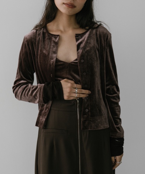 DRWCYS（ドロシーズ）の「シアードッキングベロアカーディガン（カーディガン/ボレロ・レディース・ブラック/ホワイト/ブラウン・FREE）」の16枚目の写真