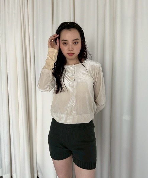 セール】シアードッキングベロアカーディガン（カーディガン/ボレロ