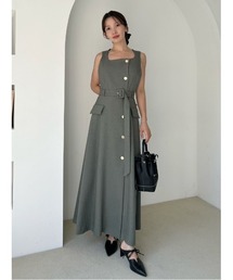 FRAY I.D グリーン ワンピース FRAY I.D プリーツフレアーワンピース グリーン -ファッション