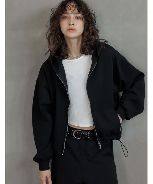 Re:EDIT（リエディ）の「[イージーケア]ダンボールダブルジップフーディー（パーカー・レディース・ブラック/杢グレー・MEDIUM/LARGE）」の2枚目の写真