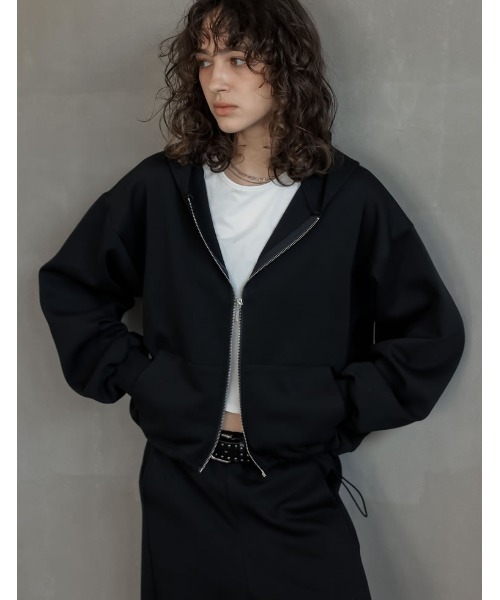 Re:EDIT（リエディ）の「[イージーケア]ダンボールダブルジップフーディー（パーカー・レディース・ブラック/杢グレー・MEDIUM/LARGE）」の3枚目の写真