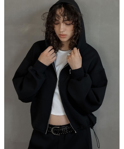 Re:EDIT（リエディ）の「[イージーケア]ダンボールダブルジップフーディー（パーカー・レディース・ブラック/杢グレー・MEDIUM/LARGE）」の6枚目の写真