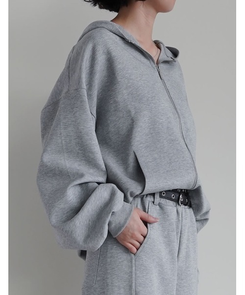 Re:EDIT（リエディ）の「[イージーケア]ダンボールダブルジップフーディー（パーカー・レディース・ブラック/杢グレー・MEDIUM/LARGE）」の13枚目の写真