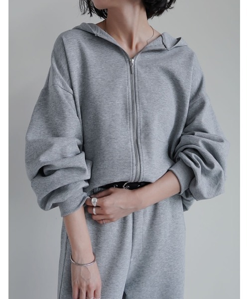 Re:EDIT（リエディ）の「[イージーケア]ダンボールダブルジップフーディー（パーカー・レディース・ブラック/杢グレー・MEDIUM/LARGE）」の15枚目の写真