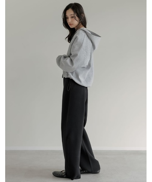 Re:EDIT（リエディ）の「[イージーケア]ダンボールダブルジップフーディー（パーカー・レディース・ブラック/杢グレー・MEDIUM/LARGE）」の18枚目の写真