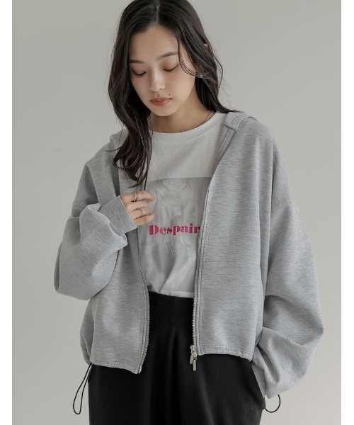 Re:EDIT（リエディ）の「[イージーケア]ダンボールダブルジップフーディー（パーカー・レディース・ブラック/杢グレー・MEDIUM/LARGE）」の19枚目の写真