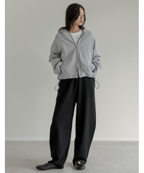 Re:EDIT（リエディ）の「[イージーケア]ダンボールダブルジップフーディー（パーカー・レディース・ブラック/杢グレー・MEDIUM/LARGE）」の17枚目の写真