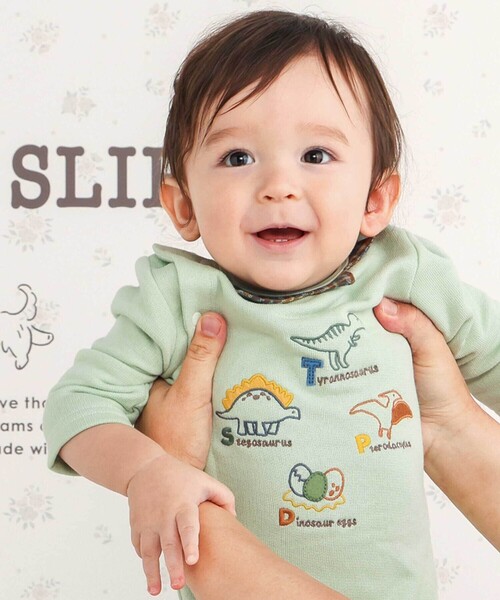 SLAP SLIP BABY（スラップスリップベビー）の「恐竜とげとげ襟付きカバーオールベビー(60~80cm)（ロンパース・キッズ・ブルー/グリーン・80ｃｍ/70cm/60cm）」の4枚目の写真