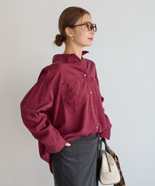 BAYFLOW（ベイフロー）の「[簡単ブラウジング仕様]2WAYスタンダード起毛シャツ（シャツ/ブラウス・レディース・ダークブラウン/ボルドー/マスタード・FREE）」の3枚目の写真