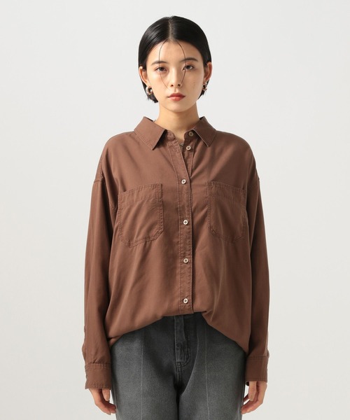 BAYFLOW（ベイフロー）の「[簡単ブラウジング仕様]2WAYスタンダード起毛シャツ（シャツ/ブラウス・レディース・ダークブラウン/ボルドー/マスタード・FREE）」の6枚目の写真