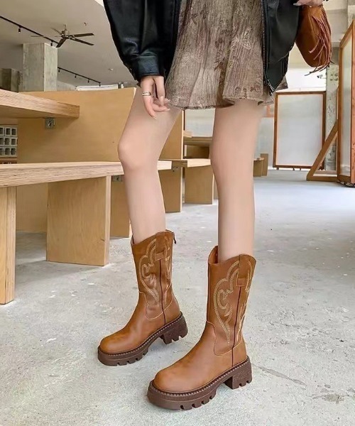 SHEPP（シープ）の「刺繍デザイン 入りウエスタンブーツ（ブーツ・レディース・ブラウン/ベージュ・M/L）」の15枚目の写真