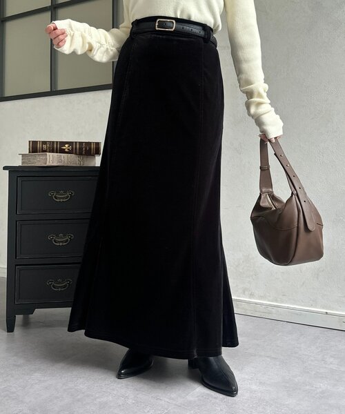 Thevon（ゼボン）の「ベロアマーメイドスカート（スカート・レディース・アイボリー/ブラック/グレー・S/M）」の3枚目の写真