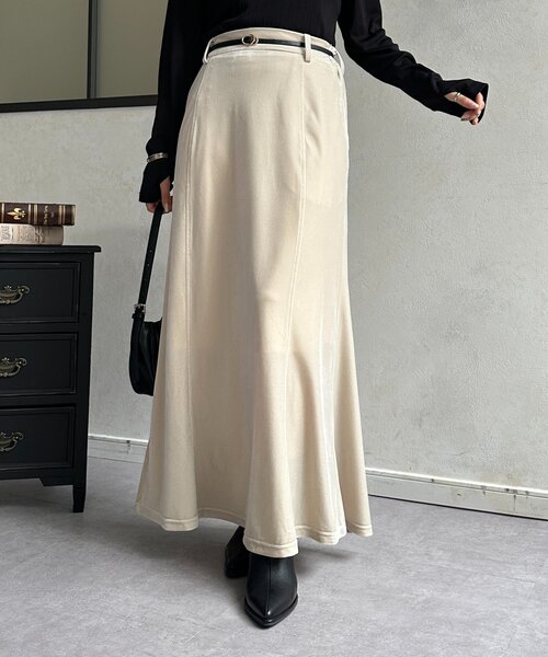 Thevon（ゼボン）の「ベロアマーメイドスカート（スカート・レディース・アイボリー/ブラック/グレー・S/M）」の8枚目の写真