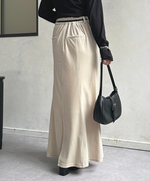 Thevon（ゼボン）の「ベロアマーメイドスカート（スカート・レディース・アイボリー/ブラック/グレー・S/M）」の12枚目の写真