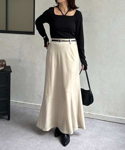 Thevon（ゼボン）の「ベロアマーメイドスカート（スカート・レディース・アイボリー/ブラック/グレー・S/M）」の14枚目の写真