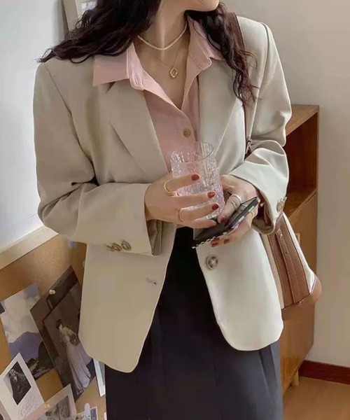 SPIGA（スピーガ）の「ｼﾝﾌﾟﾙﾃｰﾗｰﾄﾞｼﾞｬｹｯﾄ（テーラードジャケット・レディース・ブラック/ブラウン/グレー/アイボリー・SMALL/MEDIUM/LARGE/X-LARGE）」の6枚目の写真