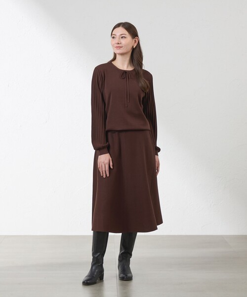 amaca（アマカ）の「リボンタイニット（ニット/セーター・レディース・ダークネイビー/オフホワイト/ブラウン系その他5・38/40）」の9枚目の写真