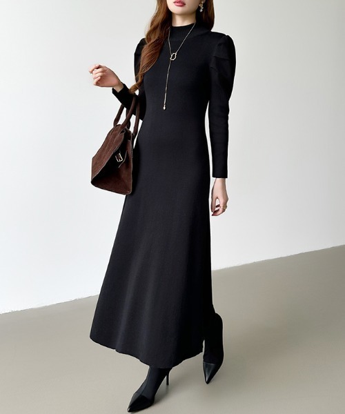週末限定値下げ fetico パフスリーブ ロングドレス ニットワンピース