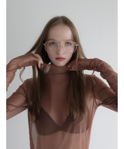 AMOMMA（アモマ）の「long sleeve sheer tops（Tシャツ/カットソー・レディース・ブラック/ブラウン/ドット・FREE）」の2枚目の写真