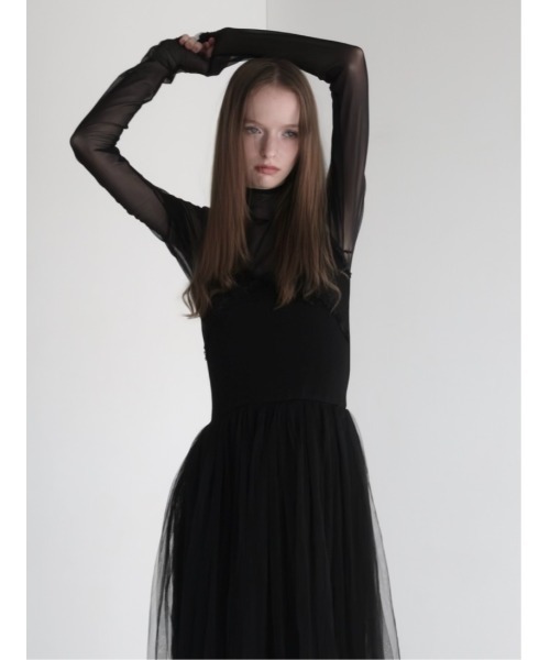 AMOMMA（アモマ）の「long sleeve sheer tops（Tシャツ/カットソー・レディース・ブラック/ブラウン/ドット・FREE）」の5枚目の写真