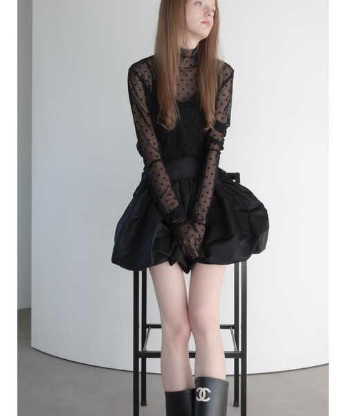AMOMMA（アモマ）の「long sleeve sheer tops（Tシャツ/カットソー・レディース・ブラック/ブラウン/ドット・FREE）」の7枚目の写真