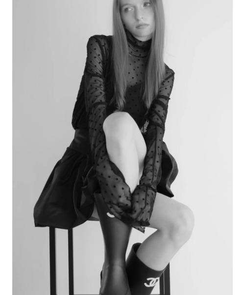 AMOMMA（アモマ）の「long sleeve sheer tops（Tシャツ/カットソー・レディース・ブラック/ブラウン/ドット・FREE）」の10枚目の写真