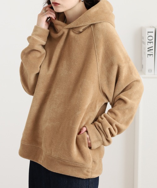 OMNES（オムネス）の「ふわふわフリースパーカー長袖（パーカー・レディース・パープル/チャコール/キャメル/アイボリー・FREE）」の5枚目の写真