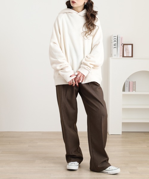 OMNES（オムネス）の「ふわふわフリースパーカー長袖（パーカー・レディース・パープル/チャコール/キャメル/アイボリー・FREE）」の20枚目の写真