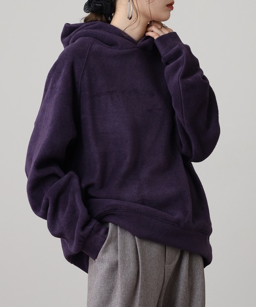 OMNES（オムネス）の「ふわふわフリースパーカー長袖（パーカー・レディース・パープル/チャコール/キャメル/アイボリー・FREE）」の15枚目の写真