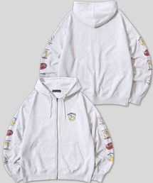 Mark Gonzales | MARK GONZALES ARTWORK COLLECTION/マークゴンザレス 別注 ワンポイント刺繍 バックプリント 袖プリント オーバーサイズ 裏毛 フルジップパーカー フーディー レディース メンズ(パーカー)