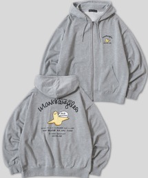 MARK GONZALES ARTWORK COLLECTION/マークゴンザレス 別注 ワンポイント刺繍 バックプリント 袖プリント オーバーサイズ 裏毛 フルジップパーカー フーディー レディース メンズ