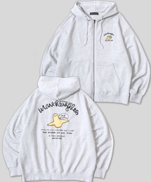 MARK GONZALES ARTWORK COLLECTION/マークゴンザレス 別注 ワンポイント刺繍 バックプリント 袖プリント オーバーサイズ 裏毛 フルジップパーカー フーディー レディース メンズ
