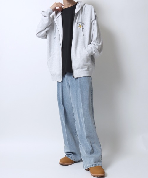Mark Gonzales（マーク・ゴンザレス）の「MARK GONZALES ARTWORK COLLECTION/マークゴンザレス 別注 ワンポイント刺繍 バックプリント 袖プリント オーバーサイズ 裏毛 フルジップパーカー フーディー レディース メンズ（パーカー・メンズ・アッシュグレー/ブラック/グレー系その他2/グレー系その他/ブラック系その他/グレー・M/L/XL）」の20枚目の写真