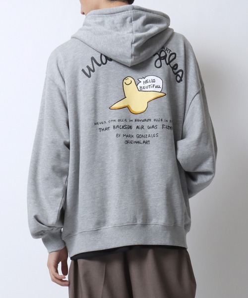Mark Gonzales（マーク・ゴンザレス）の「MARK GONZALES ARTWORK COLLECTION/マークゴンザレス 別注 ワンポイント刺繍 バックプリント 袖プリント オーバーサイズ 裏毛 フルジップパーカー フーディー レディース メンズ（パーカー・メンズ・アッシュグレー/ブラック/グレー系その他2/グレー系その他/ブラック系その他/グレー・M/L/XL）」の22枚目の写真