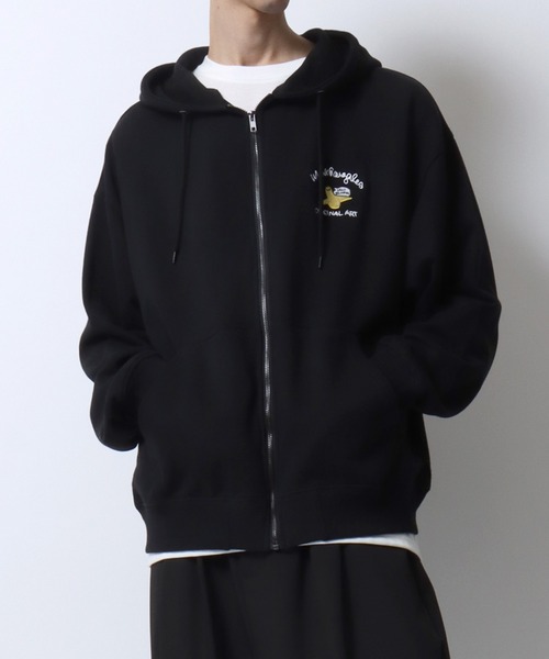 Mark Gonzales（マーク・ゴンザレス）の「MARK GONZALES ARTWORK COLLECTION/マークゴンザレス 別注 ワンポイント刺繍 バックプリント 袖プリント オーバーサイズ 裏毛 フルジップパーカー フーディー レディース メンズ（パーカー・メンズ・アッシュグレー/ブラック/グレー系その他2/グレー系その他/ブラック系その他/グレー・M/L/XL）」の10枚目の写真