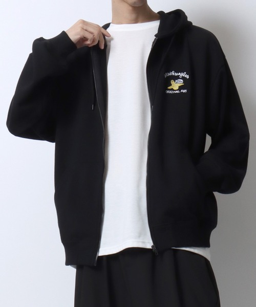 Mark Gonzales（マーク・ゴンザレス）の「MARK GONZALES ARTWORK COLLECTION/マークゴンザレス 別注 ワンポイント刺繍 バックプリント 袖プリント オーバーサイズ 裏毛 フルジップパーカー フーディー レディース メンズ（パーカー・メンズ・アッシュグレー/ブラック/グレー系その他2/グレー系その他/ブラック系その他/グレー・M/L/XL）」の12枚目の写真