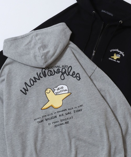 Mark Gonzales（マーク・ゴンザレス）の「MARK GONZALES ARTWORK COLLECTION/マークゴンザレス 別注 ワンポイント刺繍 バックプリント 袖プリント オーバーサイズ 裏毛 フルジップパーカー フーディー レディース メンズ（パーカー・メンズ・アッシュグレー/ブラック/グレー系その他2/グレー系その他/ブラック系その他/グレー・M/L/XL）」の21枚目の写真